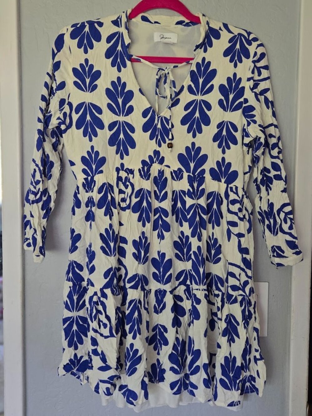 JAPNA - Blue and White Smock Dress - Size XS